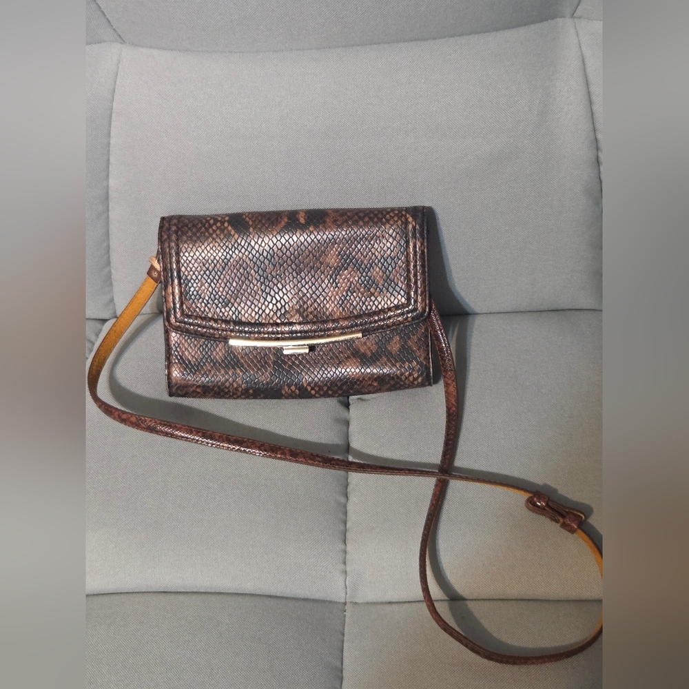 Aldo Brown Snakeskin Crossbody | Clutch Bag - Picture 2 of 8